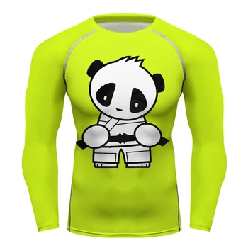Pánske Panda Tlač Dlhý Rukáv T-shirt dry Fit Vyrážka Stráže Fitness Šport Hore