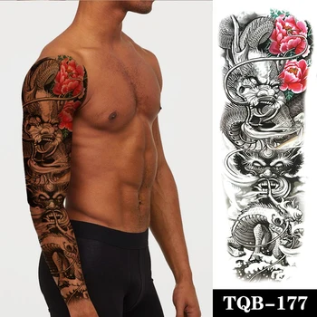 Nepremokavé Dočasné Tetovanie Nálepka Drak, Kráľ Rose Vlna Vzor, Kapela Falošné Tetovanie Osobnosti Flash Plný Rameno Tatto pre Mužov, Ženy