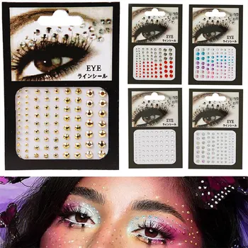 1PC Nové Tetovanie Nálepky Lesk Diamond make-up očných liniek Eyeshadow Tvár Drahokamu Nálepky Šperky, make-up Oči Crystal Nálepky