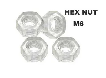 Wkooa M6 plastové orechy transparentné izolácie hex orechy 1000 kusov
