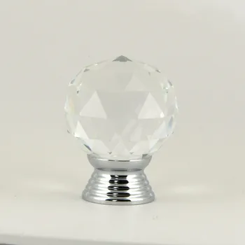 30 mm číre sklo diamond head crystal zásuvky skrinka tv tcabinet gombíky ťahá striebro, chróm kuchynské skrinky kuchynskej rukoväte