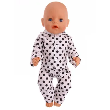 Nový štýl vysoko kvalitné Čierna bodka vzor pyžamá Pre 43 cm Nového Zaft najlepší darček pre deti doprava zadarmo