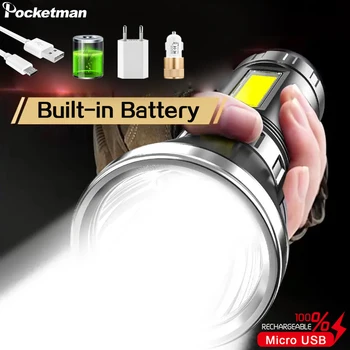 Prenosný mini Baterka Led COB baterku, USB Nabíjanie Baterky Svietidlo Outdoor Camping Lampa s Sidelight,kábel,batéria