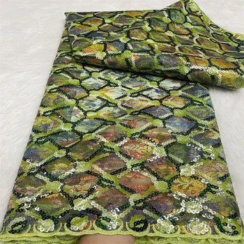 Elegantný Zelený Flitrami Výšivky Afriky Francúzskej Čipky Textílie 2023 Vysoko Kvalitného Tylu Čipky Materiál Pre Svadobné Šaty Nigérijský