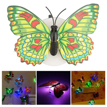 3D Butterfly LED Nočné Osvetlenie 1/3/KS Pasteable DIY Samolepky na Stenu Lampy s akumulátorom Narodeniny Vianočný Večierok Deti Spálňa Decor