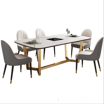 tabuľka multifunkčné indukčná varná doska strečing tabuľka Moderný minimalistický domácnosti obdĺžnikový jedálenský stôl a stoličky