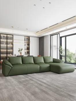 Minimalistický obývacia izba, moderne jednoduchosť, Nordic talianske luxusné kútik, tvorivé kožená sedačka zmes na prvom poschodí.