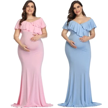 Nové Materskej Šaty Materskej Fotografie Rekvizity Plus Veľkosť Šaty Elegantné Fantázie Bavlna Tehotenstva Fotenie Ženy Dlhé Šaty