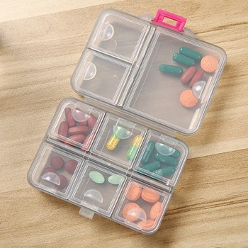 Prenosný 9 Mriežky Pilulku Medicíny Box Držiteľ Skladovanie Organizátor Kontajner Prípade Pilulku Box Štiepačky Cestovné Pilulku Box