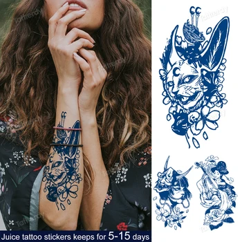šťava tetovanie ovocie atrament prírodné dlhotrvajúci tetovanie tela umenie maľba rameno rukáv dočasné tetovanie mačka diabol sexy ženy, tetovanie