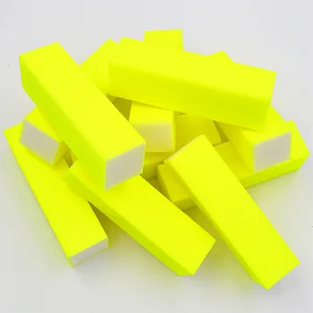 10 Ks Kváder žltá Fluorescenčné farby prebrúsenie Nechtov Huba Nárazníky Súbor Blok pre UV Gél DIY Nail Art, Manikúra Pedikúra nástroje