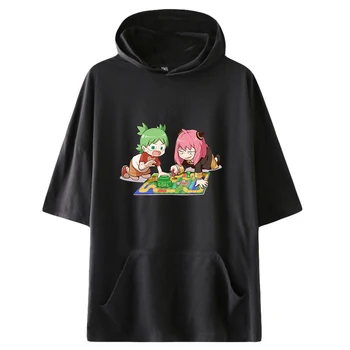 Nové Módne Anime Yotsuba Tričko 2D Muži/Ženy s Kapucňou T-shirt jednofarebné tričko Leto s Krátkym Rukávom s Kapucňou Grafické tričká Topy