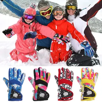 Vetru Nepremokavá Deti Deti Zahustiť Teplé Deti Lyžiarske Rukavice Dlhé rukávy Mitten Vonkajšie Koni Sneh Snowboard