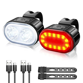 USB Nabíjateľné Svetlo na Bicykel Súbor,500 Lumen Super Svetlé Bicykli Svetlá, Predné A Zadné LED Zadné zadné svetlo,stropné Svetlá