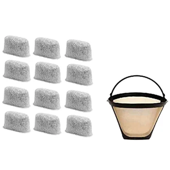 8-12 Šálka Kávy Filter & Súbor 12 Uhlie Vodné Filtre Pre Cuisinart Kávovar A Pivovarov. Nahrádza Pre Cuisinart Č. 4 Co