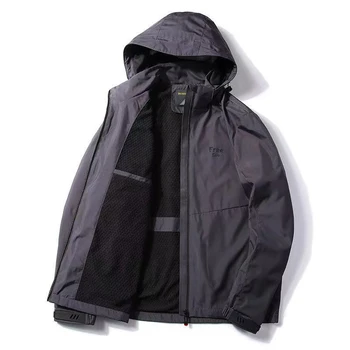 Značkové pánske Sako Jeseň Zima Muž Kabát Voľné Plus Veľkosť Bežné Mužské Oblečenie Outdoor Vetru Bunda s Kapucňou Cestovanie
