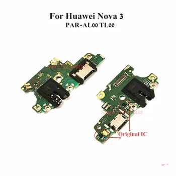 Pôvodný Konektor Nabíjačky Rada Pre Huawei Nova 3 PAR-AL00 TL00 USB Nabíjací Port Dock Flex Kábel S Mikrofónom Slúchadlá