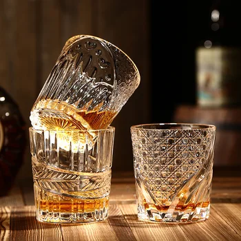 Japonský Štýl Whisky Poháre Hrubé Dno Staromódnou Rock Pitnej Sklo Scotch Whisky Bourbon Koktaily